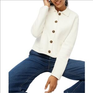 J Crew Polo cardigan sweater in White Size Medium